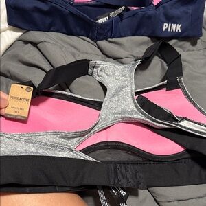 Pink and Gray (size s), blue & gray & flower (size M )Sports Bra